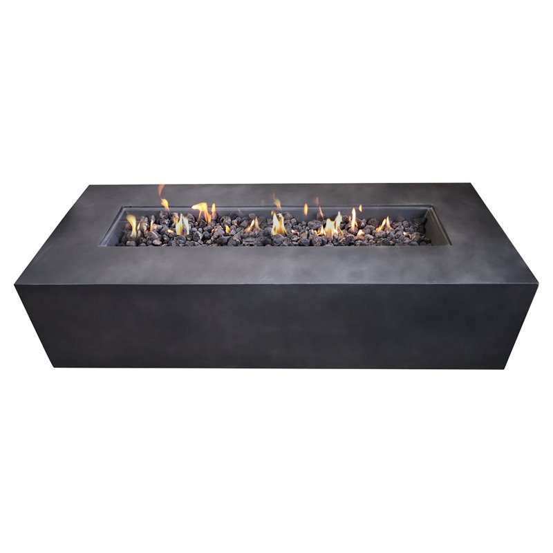 Living Source International Modern Concrete Propane Fire Pit Table in Charcoal