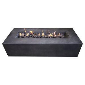 Living Source International Modern Concrete Propane Fire Pit Table in Charcoal