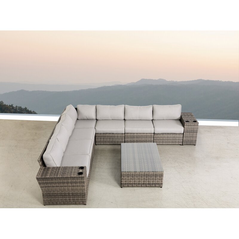 Living Source International 10-Piece Wicker Outdoor Conversation Set in Gray