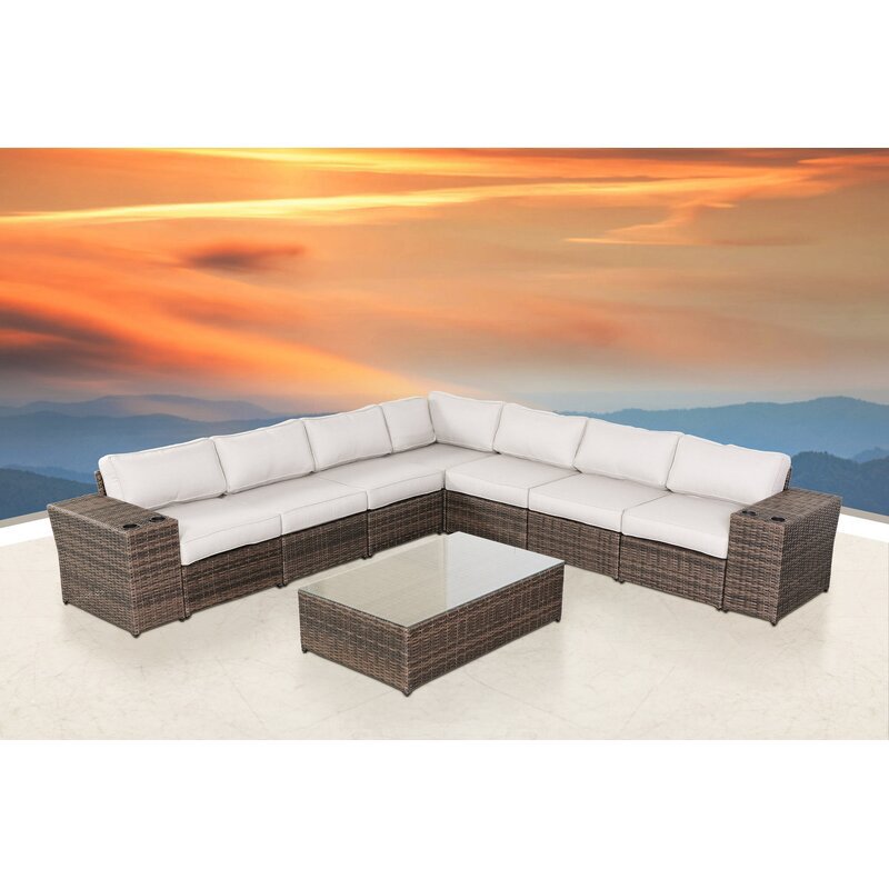 Living Source International 10-Piece Sectional Set w/ Cushion - Brown