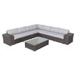 Living Source International 10-Piece Sectional Set w/ Cushion - Brown