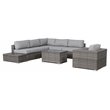Living Source International 9-Piece Wicker Sectional Set with Cushions in Gray
