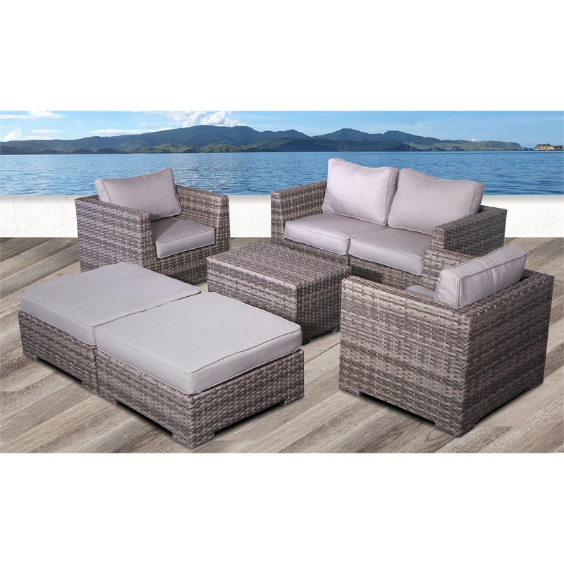 Living Source International 76-piece Wicker Sectional Set w/Cushions - Gray