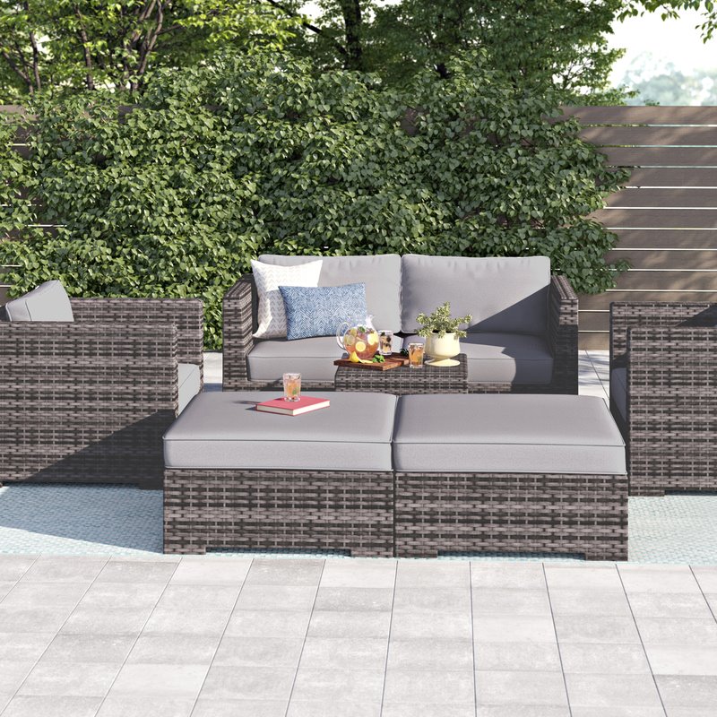Living Source International 76-piece Wicker Sectional Set w/Cushions - Gray