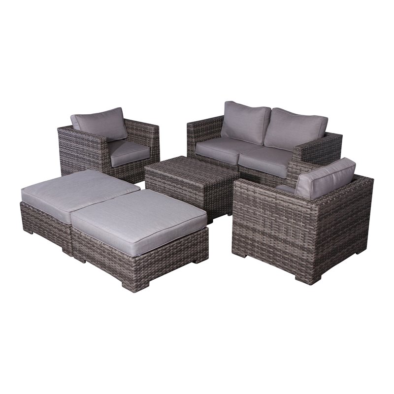 Living Source International 76-piece Wicker Sectional Set w/Cushions - Gray