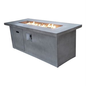 Living Source 60&quotW Stone Propane/Natural Gas Fire Pit Table in Light Gray