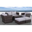 Living Source International 7-Piece Rattan Sofa Set with Cushions in Espresso