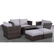 Living Source International 7-Piece Rattan Sofa Set with Cushions in Espresso