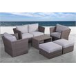 Living Source International 7-Piece Rattan Sofa Set with Cushions in Light Brown