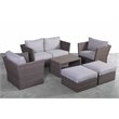 Living Source International 7-Piece Rattan Sofa Set with Cushions in Light Brown