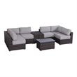 Living Source International 9-Piece Sectional Set plus Olefin Cushion - Brown