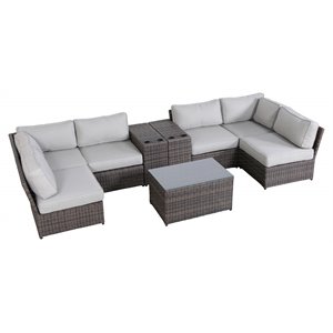 Living Source International 9-Piece Outdoor Set with Cushions in Brown