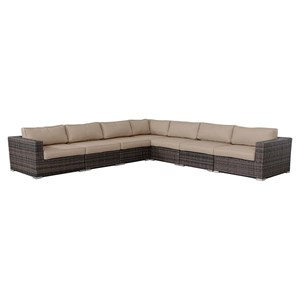 Living Source International 7-piece Wicker Sectional Set plus Cushions in Brown