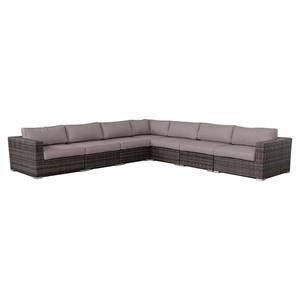 Living Source 7-Piece Wicker / Rattan Sectional Set with Sloped Back in Brown