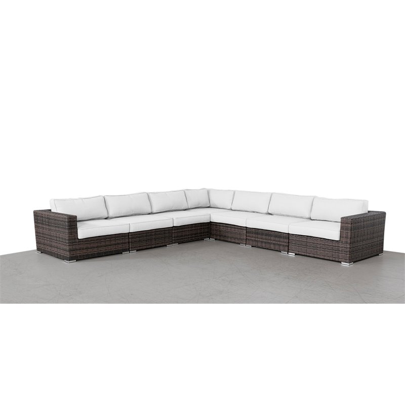 Living Source International 7-piece Wicker Sectional Set with Cushions in Brown