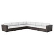 Living Source International 7-piece Wicker Sectional Set with Cushions in Brown