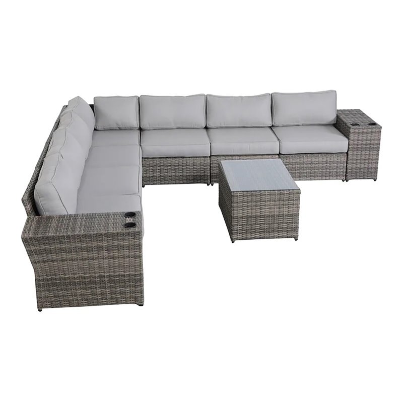 Living Source International 10-Piece Sectional Set with Cushions in Gray
