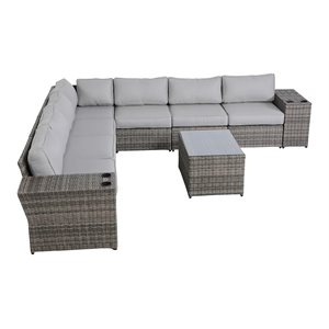 Living Source International 10-Piece Sectional Set with Cushions in Gray