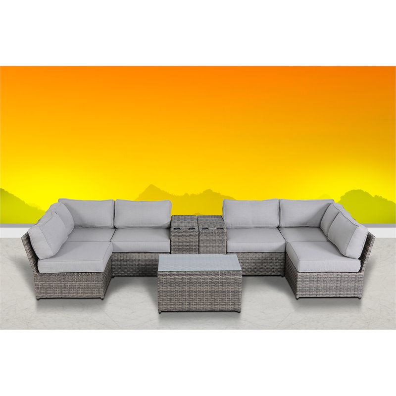 Living Source International 9-Piece Sectional Set plus Ultra-soft Cushion - Gray