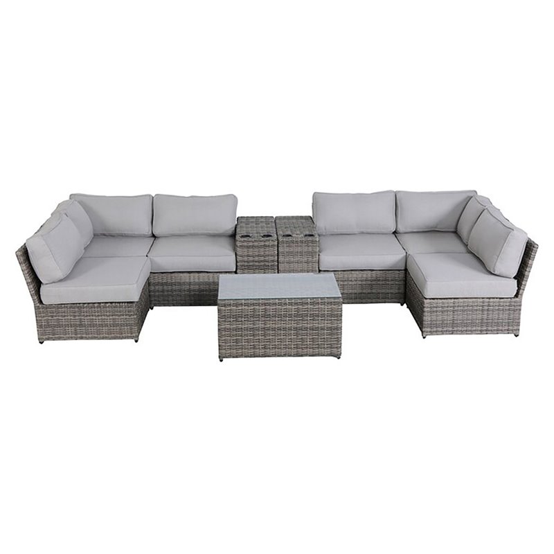Living Source International 9-Piece Sectional Set plus Ultra-soft Cushion - Gray