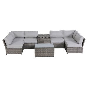Living Source International 9-Piece Sectional Set plus Ultra-soft Cushion - Gray