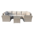 Living Source Intl 9-Piece Wicker / Rattan Sectional Set with Cushion in Brown