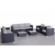 Living Source International 10-Piece Rattan Sofa Set with Cushions in Black