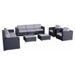 Living Source International 10-Piece Rattan Sofa Set with Cushions in Black