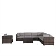 Living Source International 9-Piece Wicker / Rattan Sectional Set in Espresso