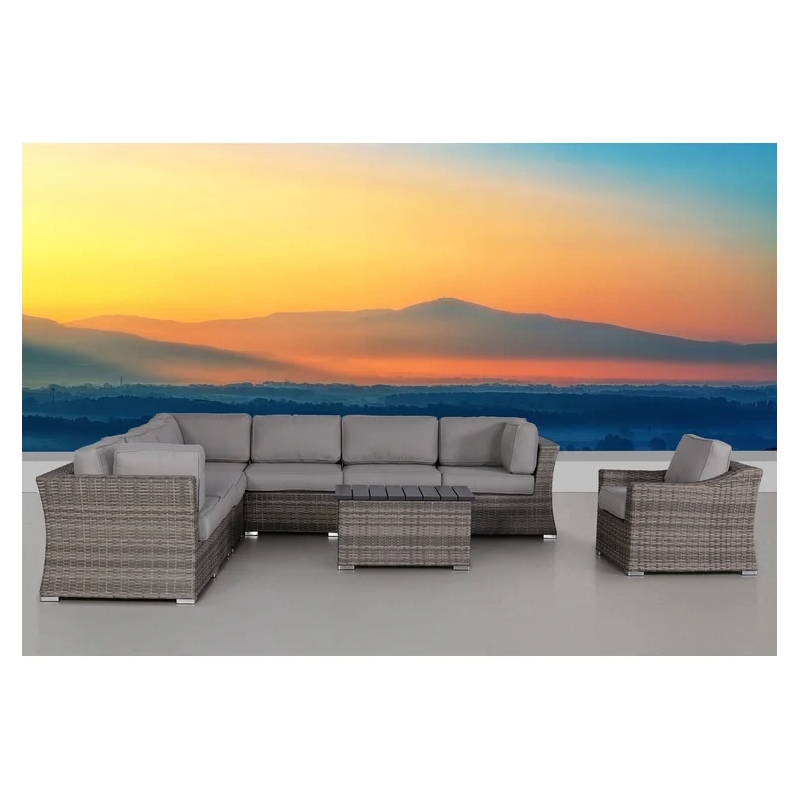 Living Source International 9-Piece Wicker / Rattan Sectional Set in Gray