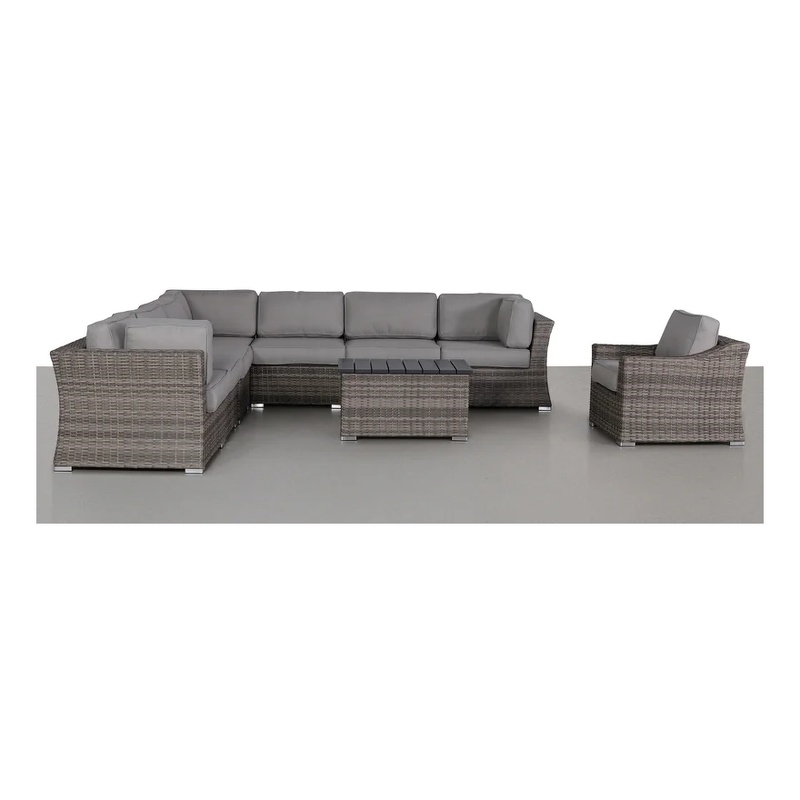 Living Source International 9-Piece Wicker / Rattan Sectional Set in Gray