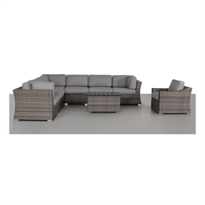 Living Source International 9-Piece Wicker / Rattan Sectional Set in Gray