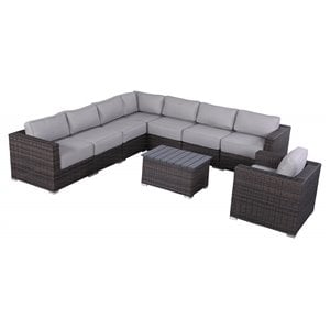 Living Source International 9-Piece Outdoor Set with Cushions - Brown