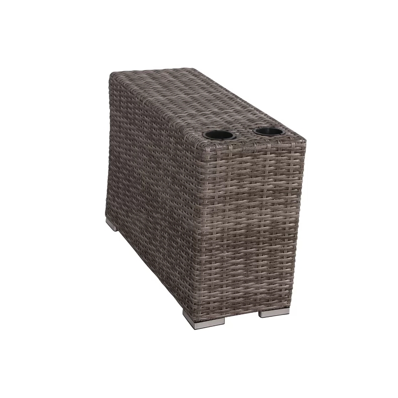 Living Source 9-Piece Wicker / Rattan Sectional Set w/Cup Holder Table in Gray