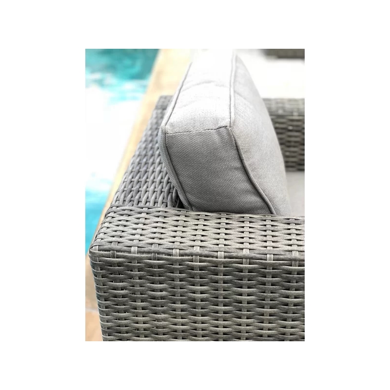 Living Source 9-Piece Wicker / Rattan Sectional Set w/Cup Holder Table in Gray