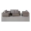 Living Source 9-Piece Wicker / Rattan Sectional Set w/Cup Holder Table in Gray
