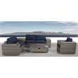 Living Source Intl 9-Piece Wicker / Rattan Sectional Set with Cushions in Navy