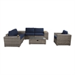 Living Source Intl 9-Piece Wicker / Rattan Sectional Set with Cushions in Navy