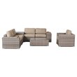 Living Source International 9-Piece Sectional Set with Cup Holder Table in Beige