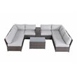 Living Source International 10-Piece Rattan Sectional Set plus Cushions in Brown