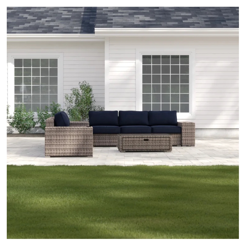 Living Source International 10-Piece Wicker Sectional Set plus Cushions in Beige
