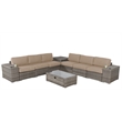 Living Source International 10-Piece Wicker Sectional Set plus Cushions in Beige