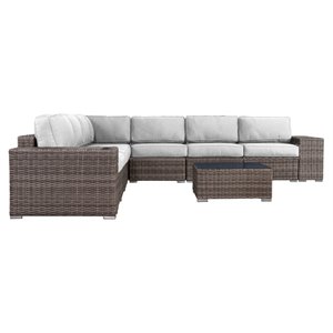 Living Source International 10-Piece Sectional Set in Espresso