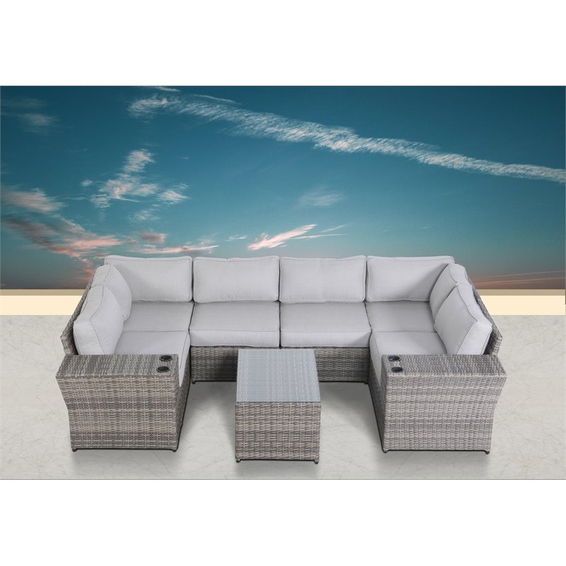 Living Source International 9-Piece Sectional Set w/Ultra-soft Cushion in Gray