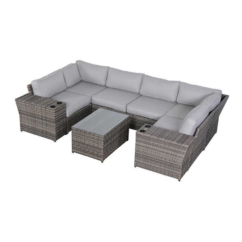 Living Source International 9-Piece Sectional Set w/Ultra-soft Cushion in Gray