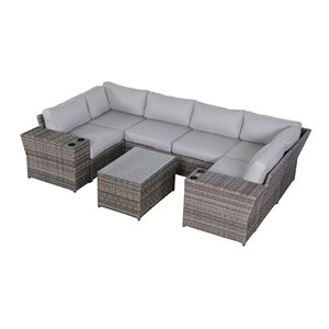 Living Source International 9-Piece Sectional Set w/Ultra-soft Cushion in Gray