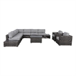 Living Source International 12-Piece Wicker / Rattan Sectional Set in Brown/Gray
