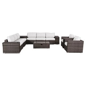 Living Source International 12-Piece Sectional Set w/Cushions in Espresso/White