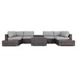 Living Source International 11-Piece Rattan Sectional Set with Cushion in Gray