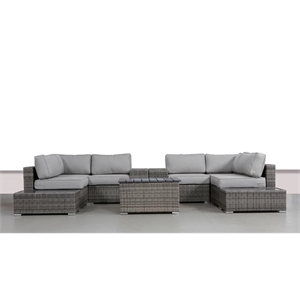 Living Source International 11-Piece Wicker / Rattan Sectional Set in Gray